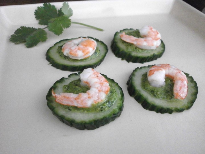 pesto shrimp bites