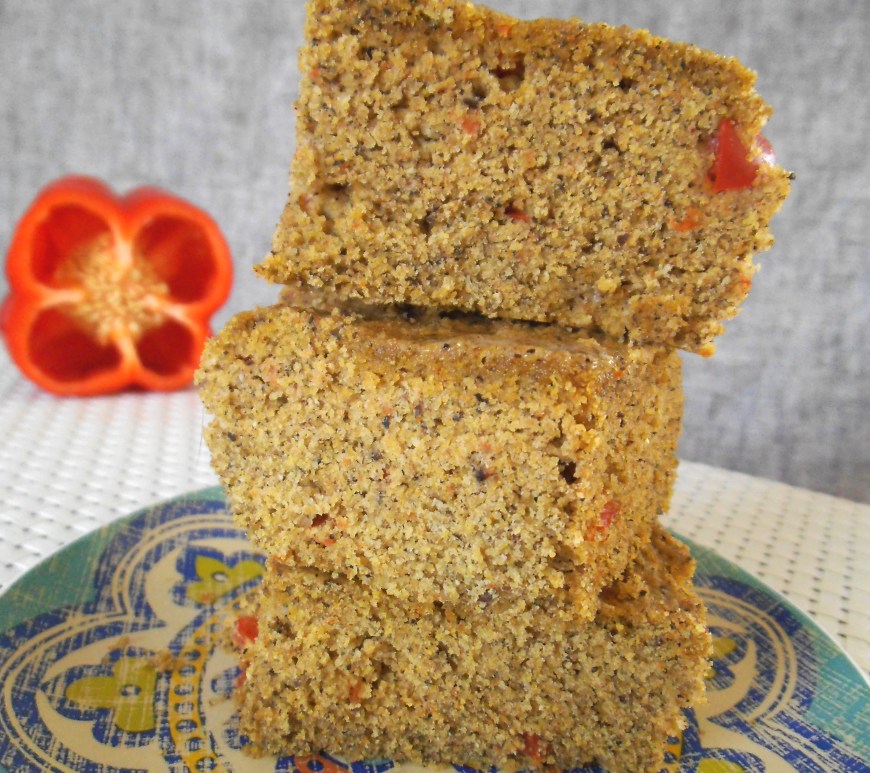 Stacked Cornbread Squares on a Plate