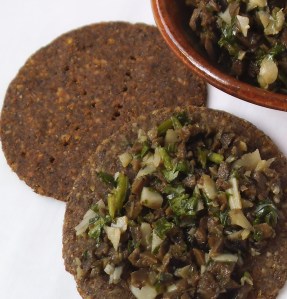 Buckwheat Lentil Crackers with Olive Tapenade