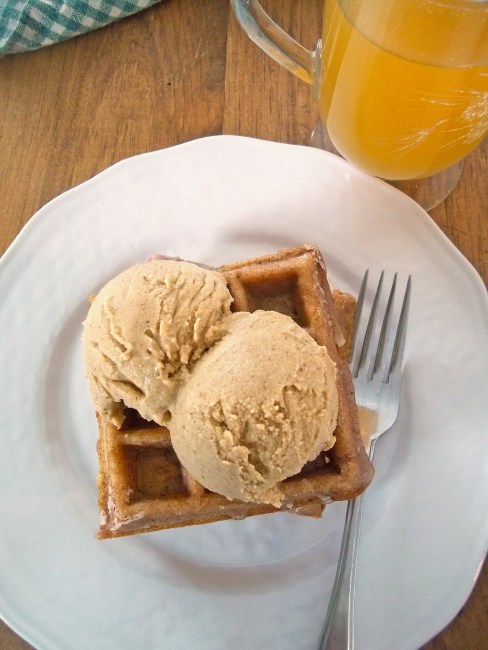Apple Cider Waffles with Pumpkin Ice Cream