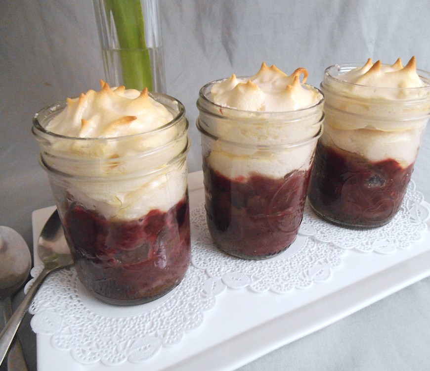 Cherry Chocolate Meringue Cake in a Jar| Swirls and Spice