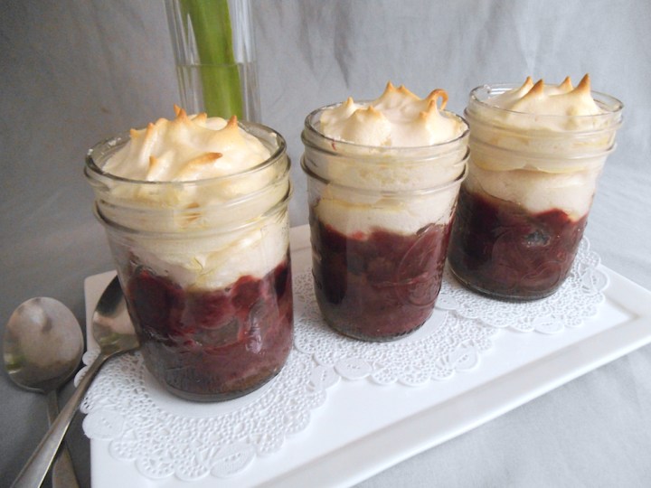 Cherry Chocolate Meringue Cake in a Jar| Swirls and Spice