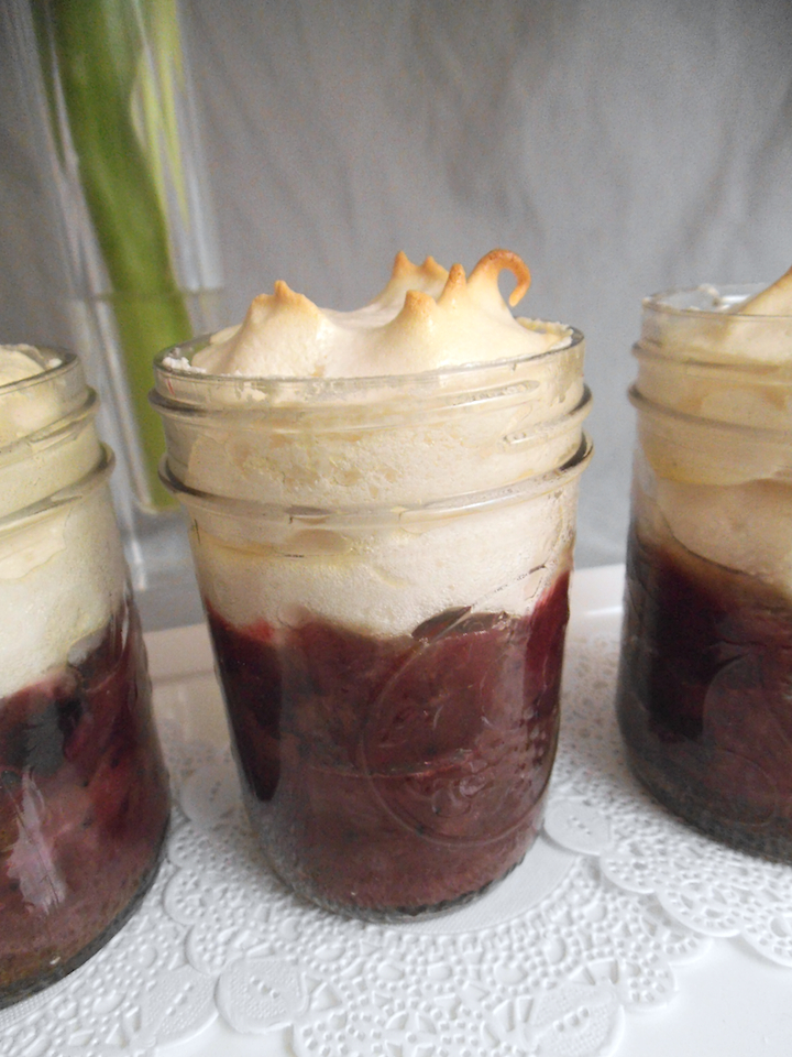 Cherry Chocolate Meringue Cake in a Jar| Swirls and Spice