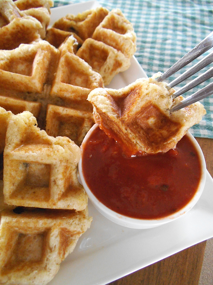 Lentil Pesto Pizza Waffles | Swirls and Spice