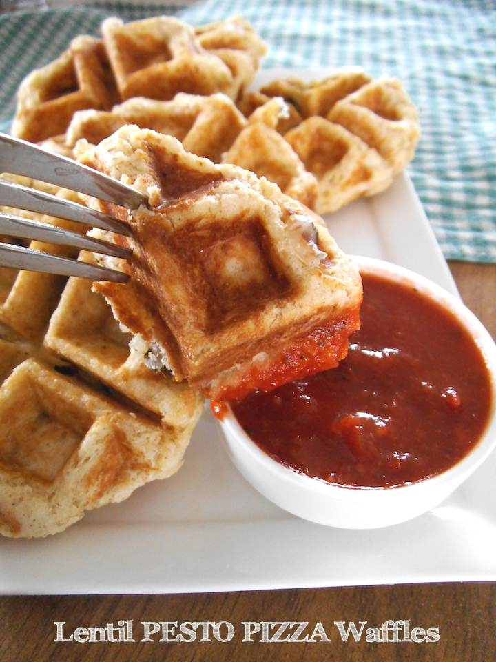 Lentil Pesto Pizza Waffles | Swirls and Spice