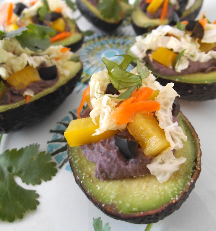Black Bean Stuffed Avocados {with Vegan Option} | Swirls and Spice