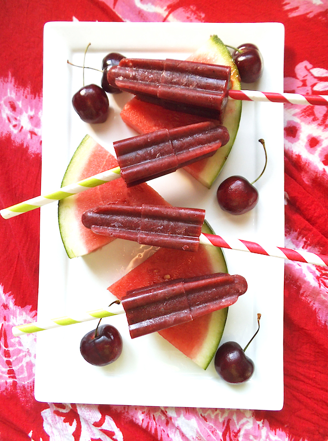 Cherry Watermelon Popsicles {100% Fruit} | Swirls and Spice