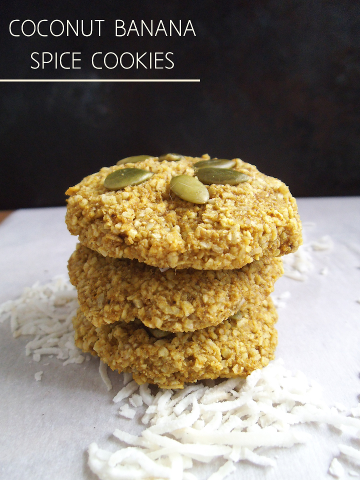 Banana Coconut Spice Cookies with Turmeric {4-ingredient recipe} | Swirls and Spice  #vegan