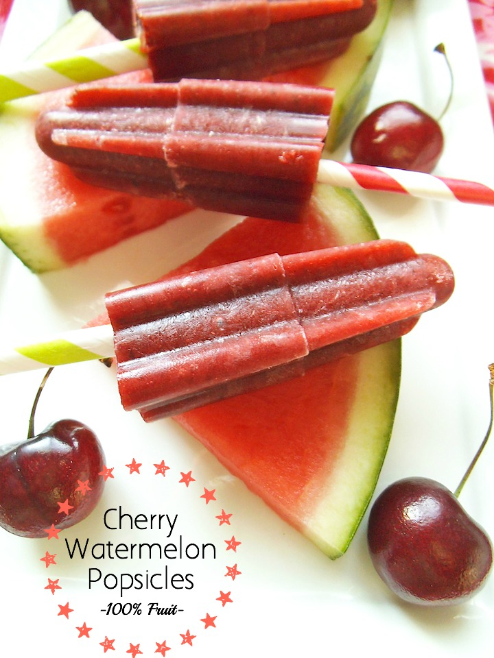 Cherry Watermelon Popsicles {100% Fruit} | Swirls and Spice