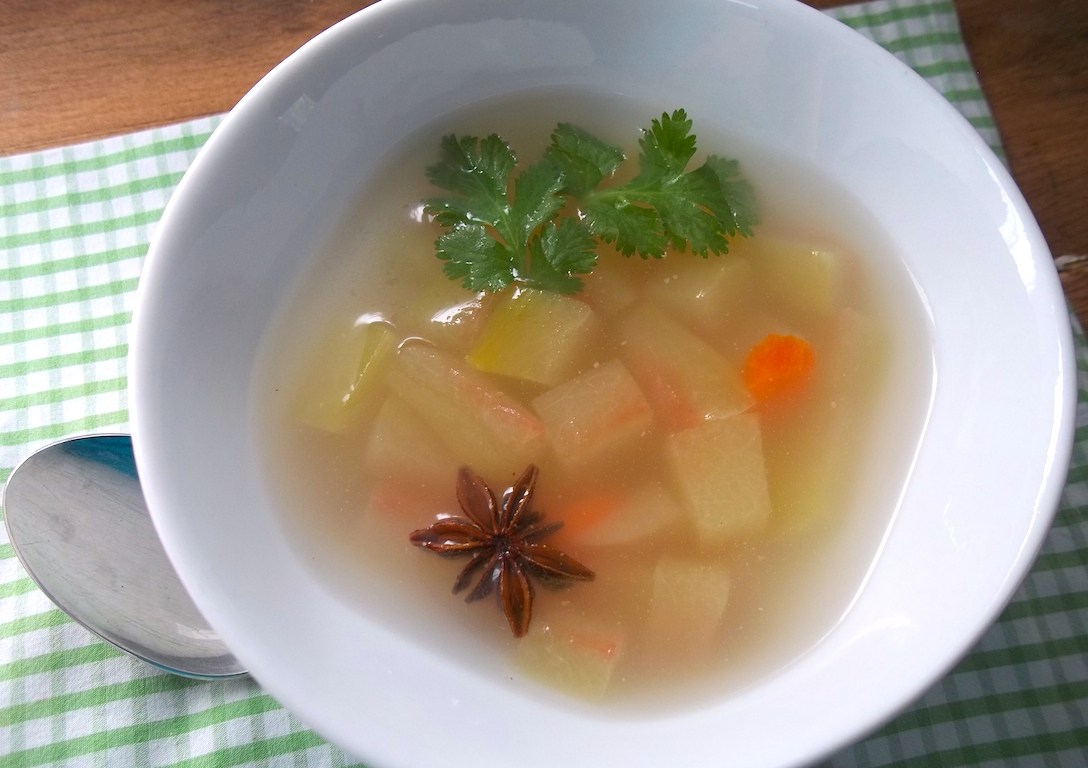 Melon Rind Soup with Ginger and Star Anise | Swirls and Spice
