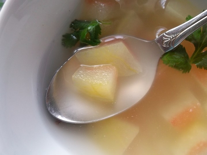 Watermelon Rind Soup with Ginger and Star Anise | Swirls and Spice