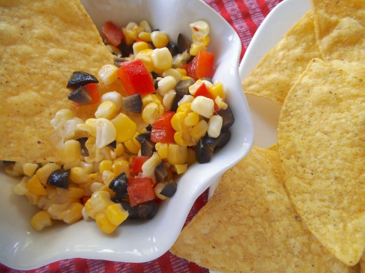 Corn and Red Pepper Relish with Olives | Swirls and Spice