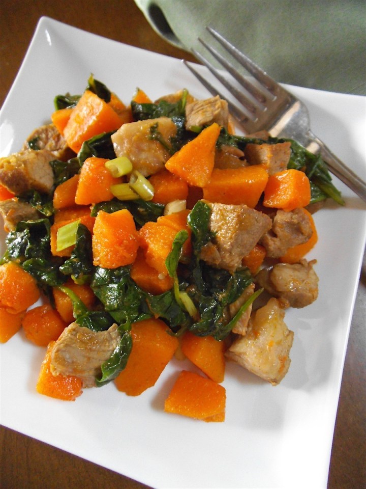 Butternut Squash Skillet with Lamb and Spinach