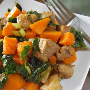 Butternut Squash Skillet with Lamb and Spinach