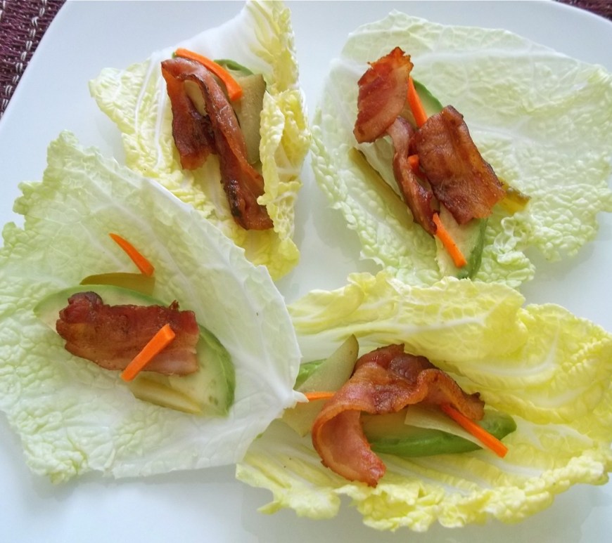 Avocado and Bacon Fresh Cabbage Wraps | Swirls and Spice