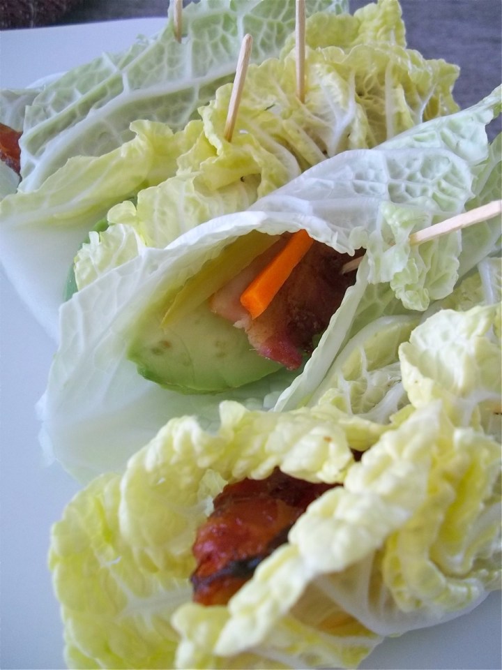 Avocado and Bacon Fresh Cabbage Wraps | Swirls and Spice