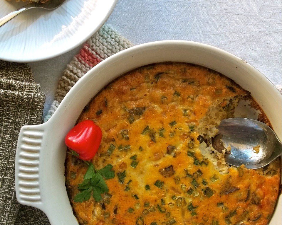 Vegetarian Breakfast Casserole with Grits and Split Peas | Swirls and Spice