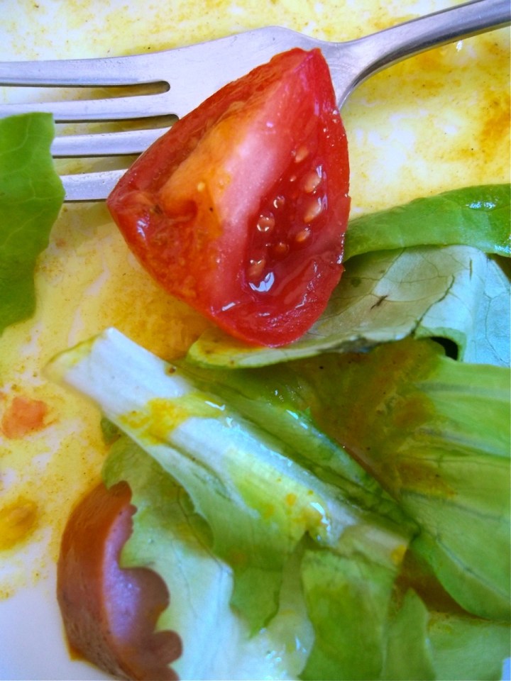 Green Power Salad with Ham, Almonds and Turmeric Vinaigrette | Swirls and Spice