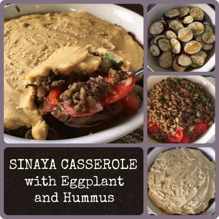 Sinaya Casserole with Eggplant and Hummus | Swirls and Spice