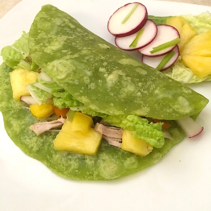 Pork and Pineapple Tacos with Spinach Tortillas | Swirls and Spice