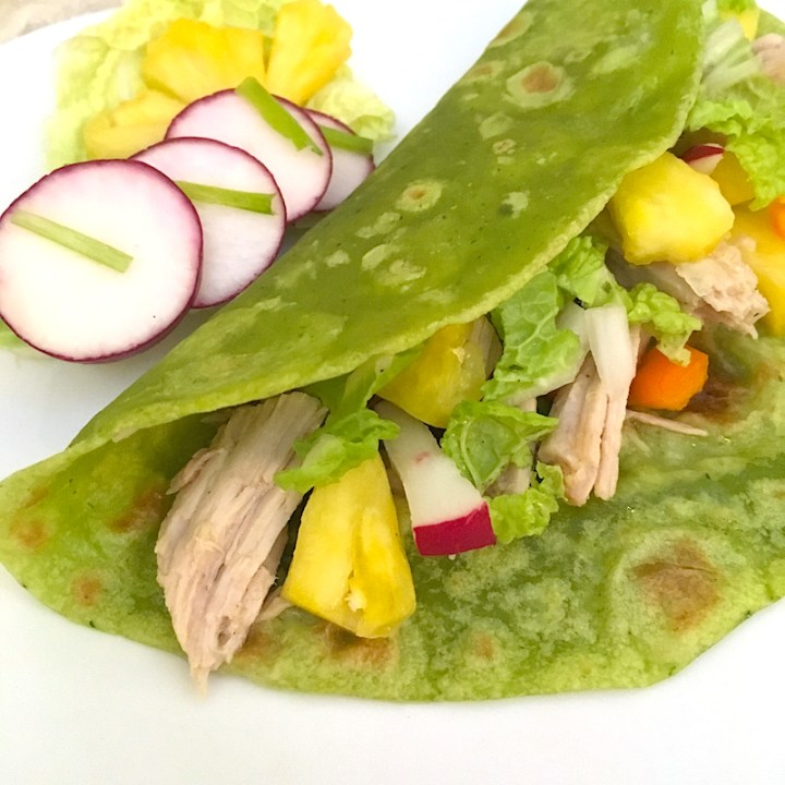Pork and Pineapple Tacos with Spinach Tortillas | Swirls and Spice